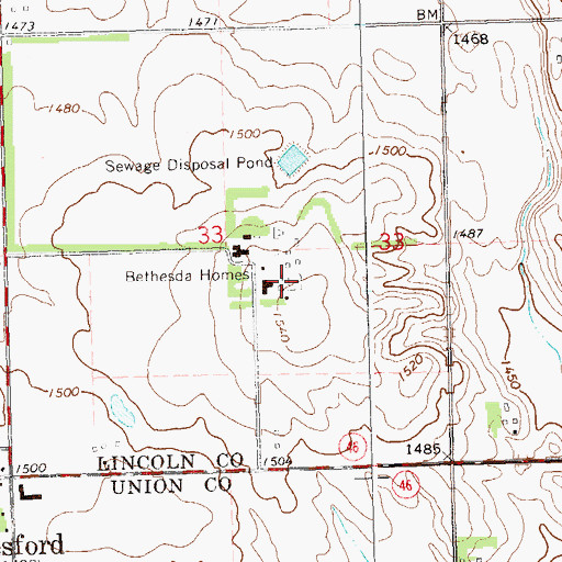 Topographic Map of Bethesda Cemetery, SD