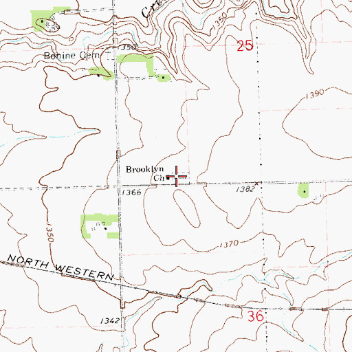Topographic Map of Brooklyn Cemetery, SD