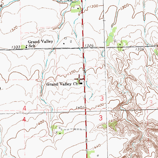 Topographic Map of Grand Valley Lutheran Cemetery, SD