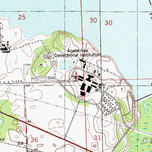 Topographic Map of Apalachee Correctional Institution, FL