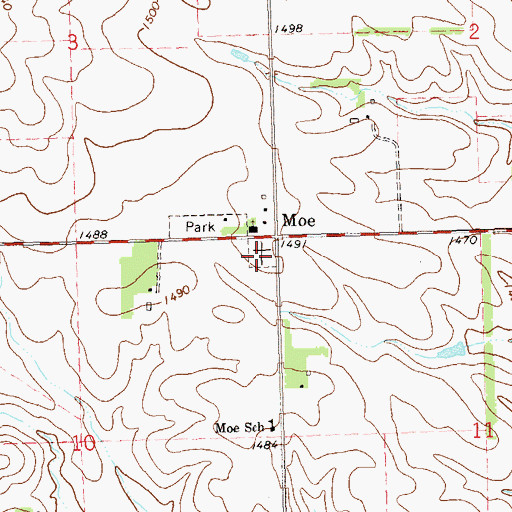 Topographic Map of Lands Lutheran Cemetery, SD
