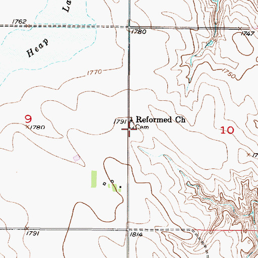 Topographic Map of Huffunugs Cemetery, SD