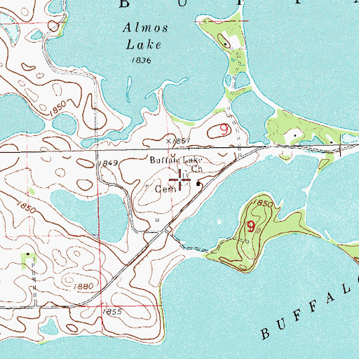 Topographic Map of Buffalo Lake Cemetery, SD