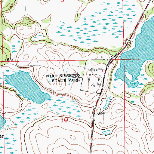 Topographic Map of Fort Sisseton Post Cemetery, SD