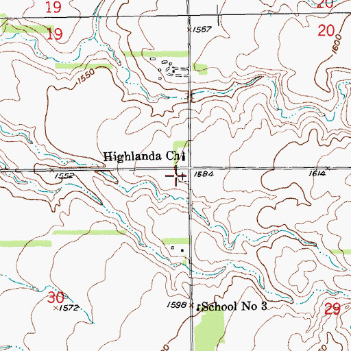 Topographic Map of Highlanda Lutheran Church Cemetery, SD