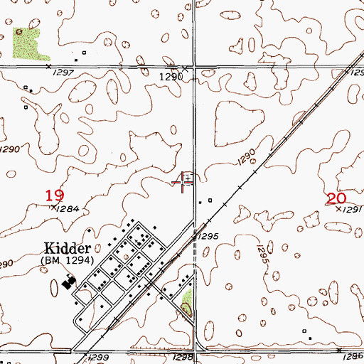 Topographic Map of Kidder Cemetery, SD