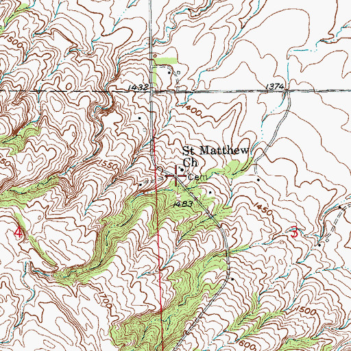 Topographic Map of Saint Matthews Church Cemetery, SD