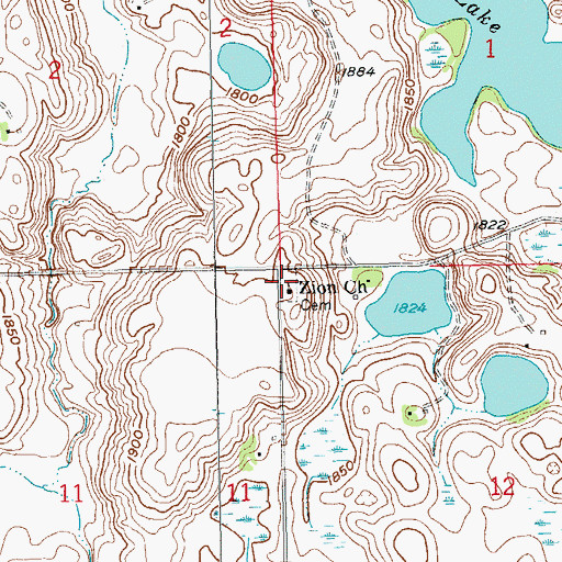 Topographic Map of Zion Cemetery, SD