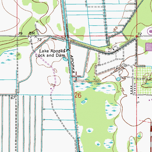 Topographic Map of Apopka Beauclair Canal, FL