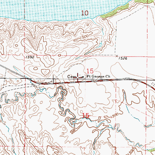 Topographic Map of Fort George Catholic Church Cemetery, SD