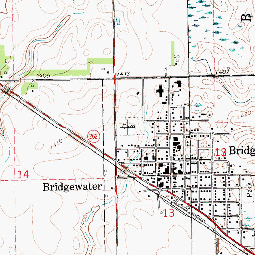 Topographic Map of Bridgewater Cemetery, SD