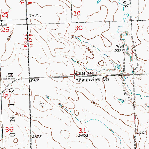 Topographic Map of Plainview Cemetery, SD
