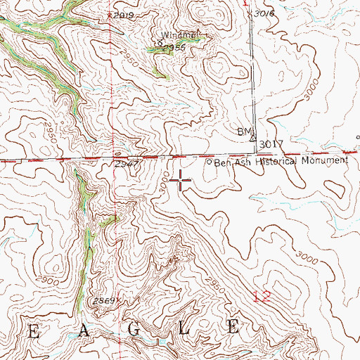 Topographic Map of Ben Ash Cemetery, SD