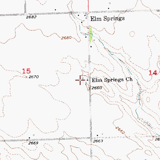 Topographic Map of Elm Springs Cemetery, SD