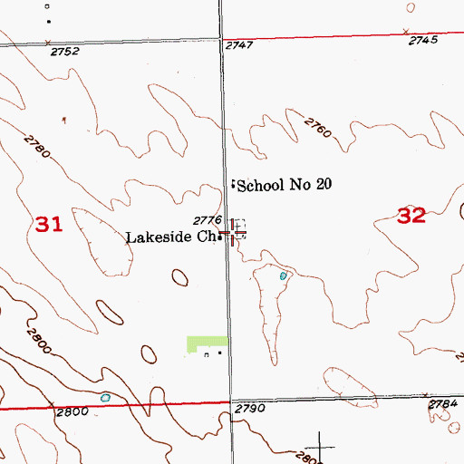 Topographic Map of Lakeside Cemetery, SD