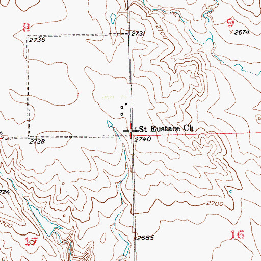 Topographic Map of Saint Eustace Cemetery, SD