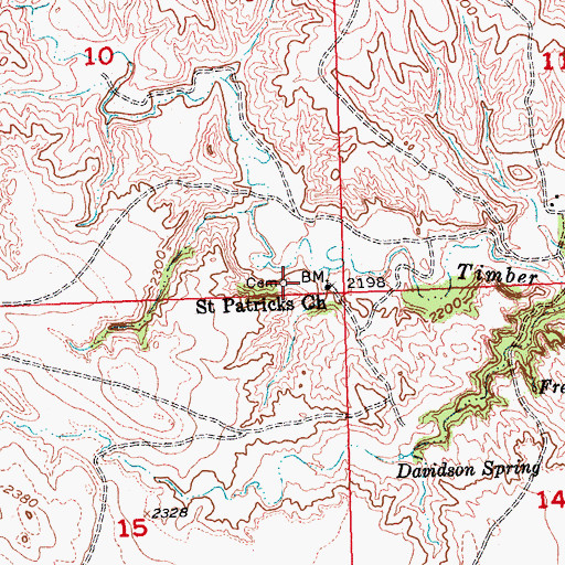 Topographic Map of Saint Patrick's Cemetery, SD