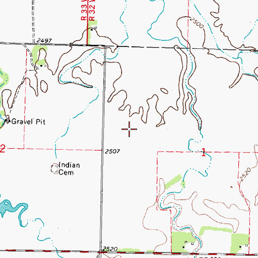 Topographic Map of Sacred Heart Cemetery, SD