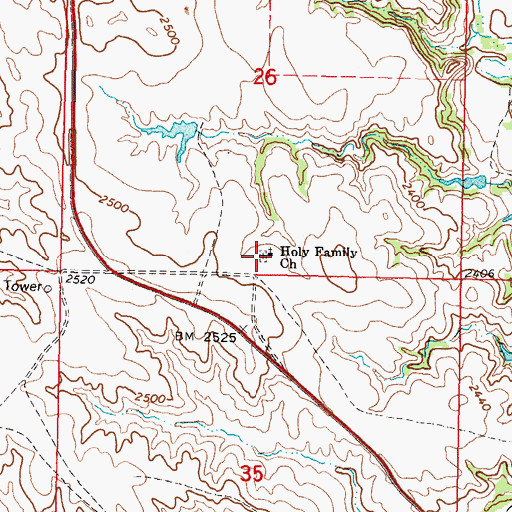 Topographic Map of Holy Family Cemetery, SD
