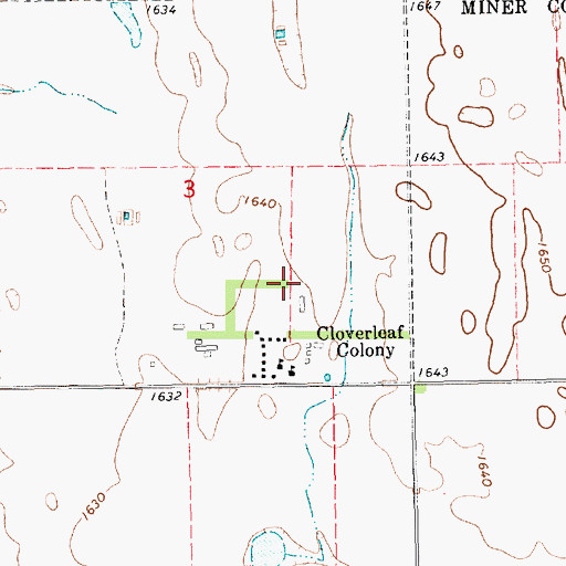 Topographic Map of Cloverleaf Colony Cemetery, SD