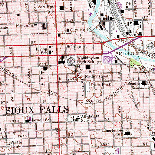 Topographic Map of Calvary Episcopal Cathedral Cemetery, SD