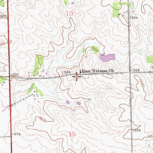 Topographic Map of East Nidaros Lutheran Cemetery, SD