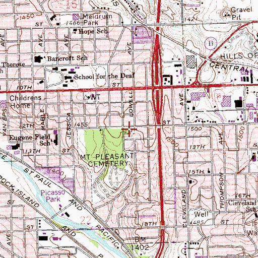 Topographic Map of Sons of Israel Cemetery, SD