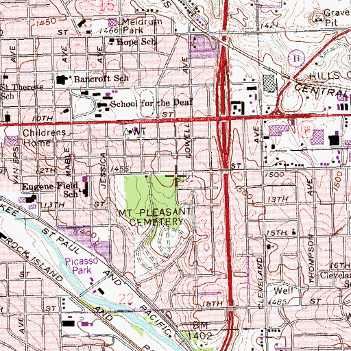 Topographic Map of Mount Zion Cemetery, SD