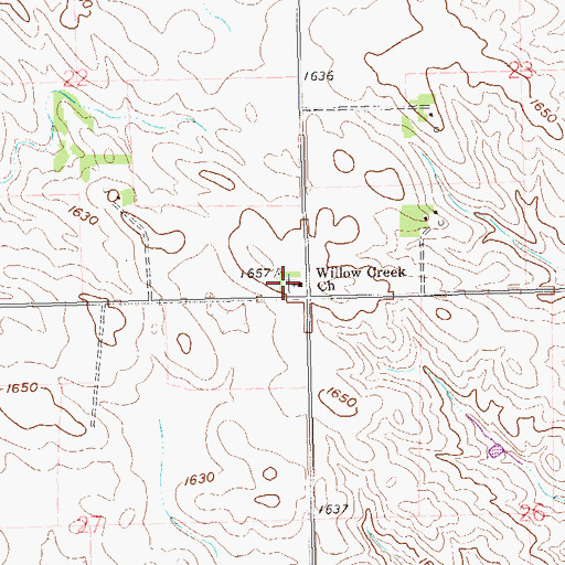 Topographic Map of Willow Creek Lutheran Cemetery, SD