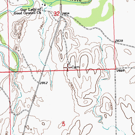Topographic Map of Our Ladies of Good Council Catholic Cemetery, SD