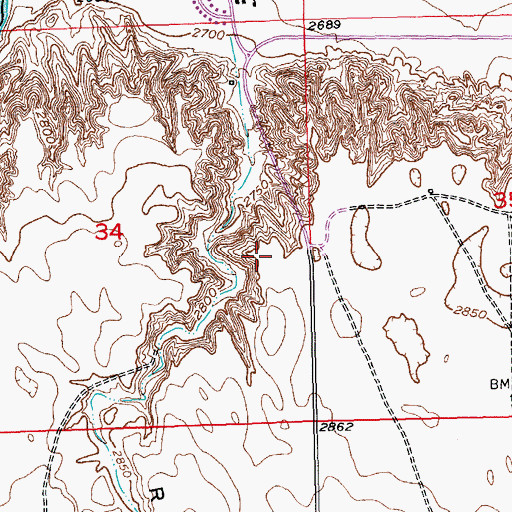 Topographic Map of Seventh - day Adventist Church Cemetery, SD