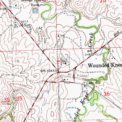 Topographic Map of Wounded Knee Monument, SD