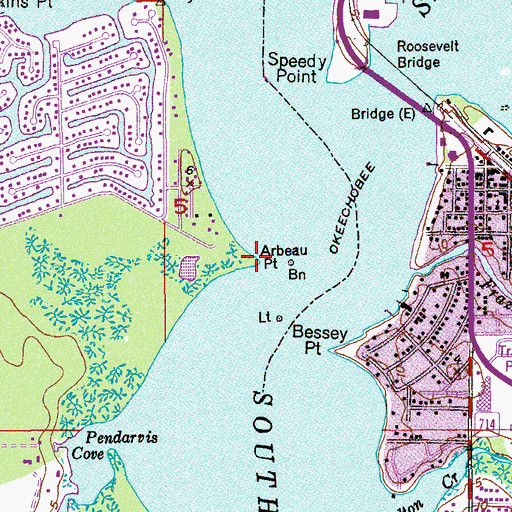 Topographic Map of Arbeau Point, FL