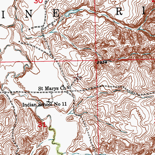 Topographic Map of Saint Mary's Church Cemetery, SD