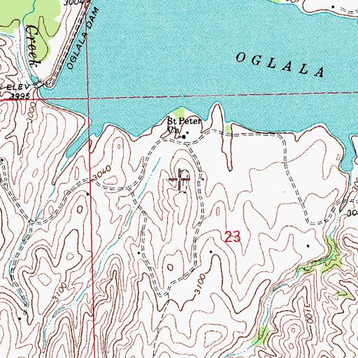 Topographic Map of Saint Peter Church Cemetery, SD