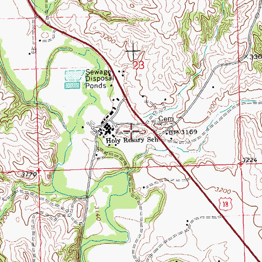 Topographic Map of Red Cloud Cemetery, SD