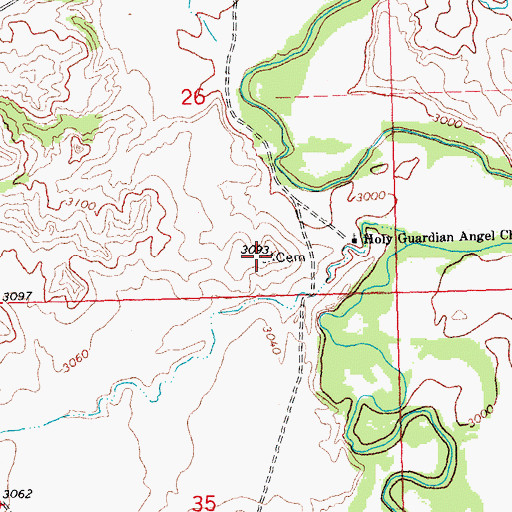 Topographic Map of Slim Buttes Cemetery, SD