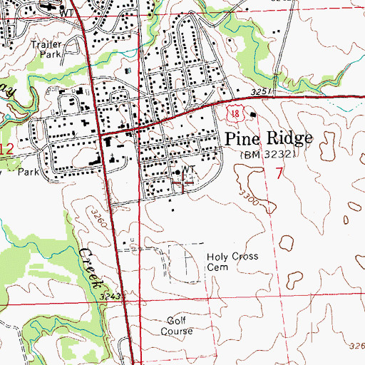 Topographic Map of Pine Ridge Presbyterian Cemetery, SD