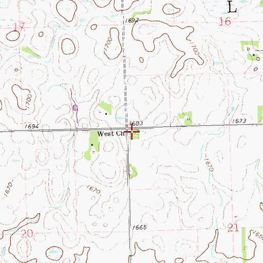 Topographic Map of West Baptist Memorial Cemetery, SD