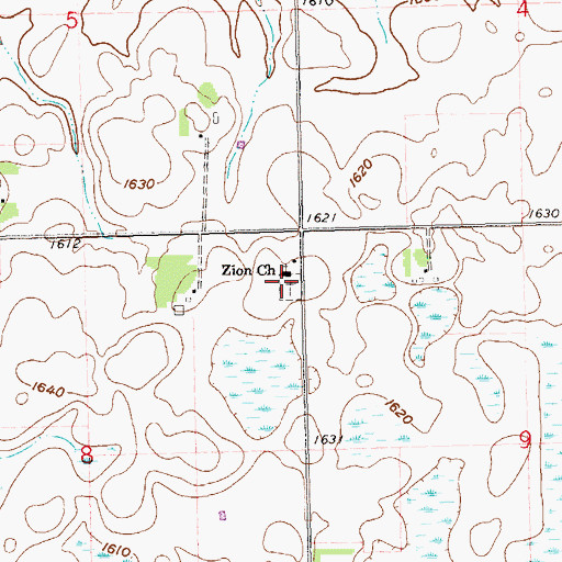 Topographic Map of Lutheran Zion Cemetery, SD