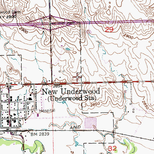 Topographic Map of New Underwood Cemetery, SD