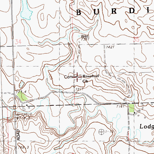 Topographic Map of Rosebud Lutheran Cemetery, SD
