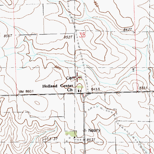 Topographic Map of Holland Center Cemetery, SD