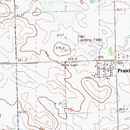 Topographic Map of Prairie City Cemetery, SD
