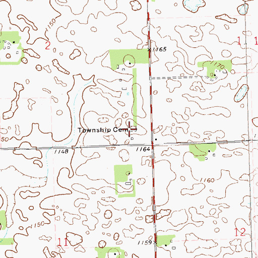 Topographic Map of Garfield Lutheran Cemetery, SD