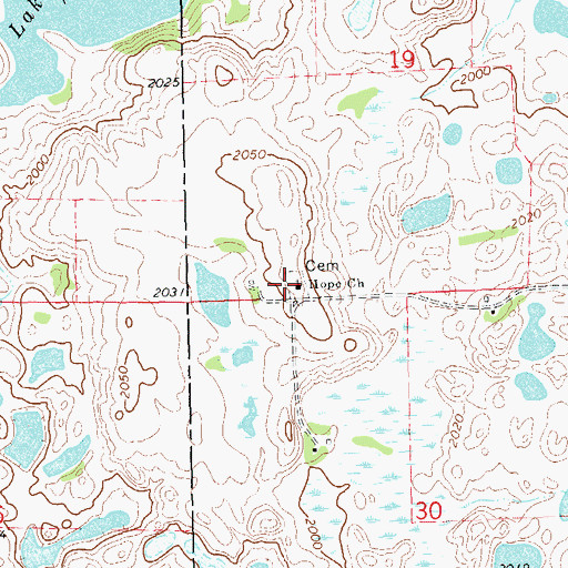 Topographic Map of Hope Lutheran Cemetery, SD