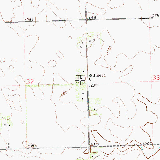 Topographic Map of Saint Joseph Cemetery, SD