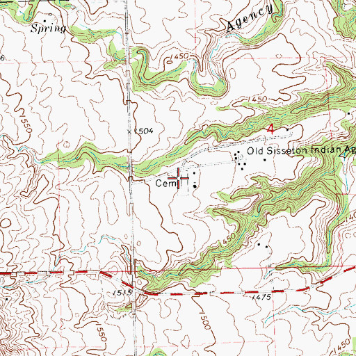 Topographic Map of Saint Mary's Episcopal Cemetery, SD