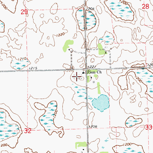 Topographic Map of Zion Lutheran Church Cemetery, SD