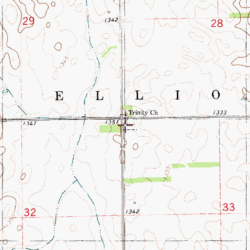 Topographic Map of Trinity Cemetery, SD